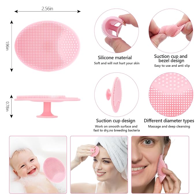 Yokilly Silicone Face Scrubber Kit: Exfoliator Blackhead Skin Care Tool | 4 Pcs Kit For Exfoliating Lip Brush & Cleansing Brush & 2 Pcs Face Mask Exfoliator - Ultra-soft Silicone Deep-Cleans Pore