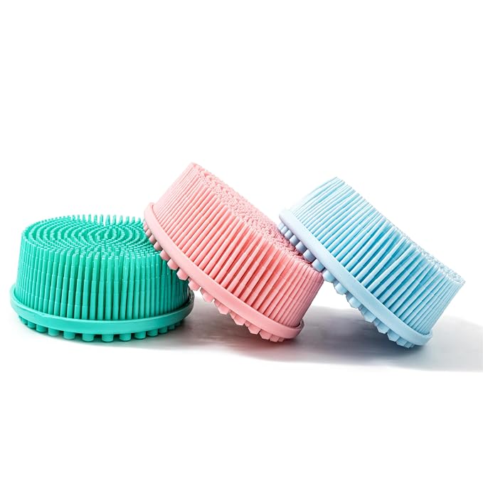 Premium Sensory Brush for Kids or Autism,Soft Silicone Body Scrubber,2 in 1 Sensory Room Occupational Therapy Sensory Brushes,Silicone Loofah,Pet Shower Brush Bath Brush Shampoo Brush(Big Oval-Teal)