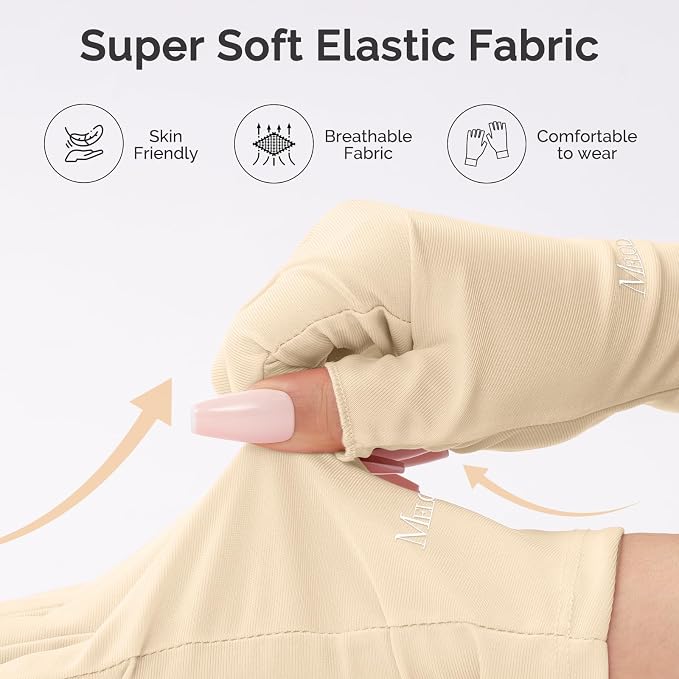 MelodySusie UPF50+ Fingerless UV Protection Gloves for Gel Manicures | Cool breathable fabric,professional UPF50+ UV protection,fingerless design ideal for salon & home gel manicure,Anti UV Light