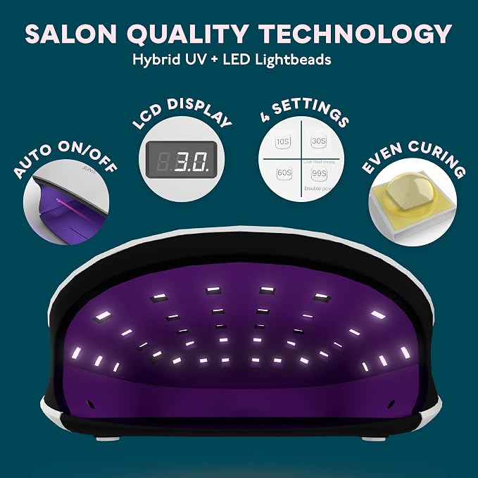 SUNUV SUN4 48W UV LED Nail Lamp, 15ml Top and Base Coat Gel Polish Set Home and Salon Use
