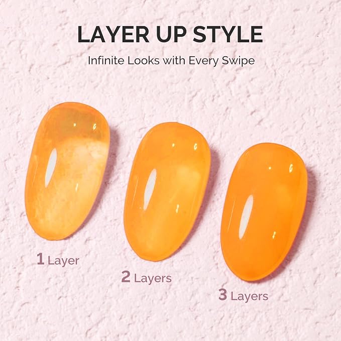 MelodySusie Yellow Gel Nail Polish, 0.5Fl.oz Jeweliver Jelly Gel Polish Translucent Neon Yellow Orange Color Soak Off UV LED Gel Polish Nail Art Design Manicure Salon DIY At Home JG24