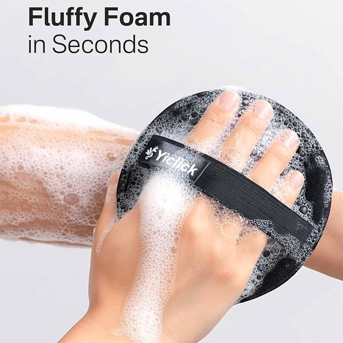 Yiclick Exfoliating Body Scrubber (2 Pack), Body Exfoliator Scrubber, Exfoliating Sponge for Shower Bath, Shower Loofah Luffa Lufa with Handle, Dead Skin Exfoliator for Body Scrub, Men Women