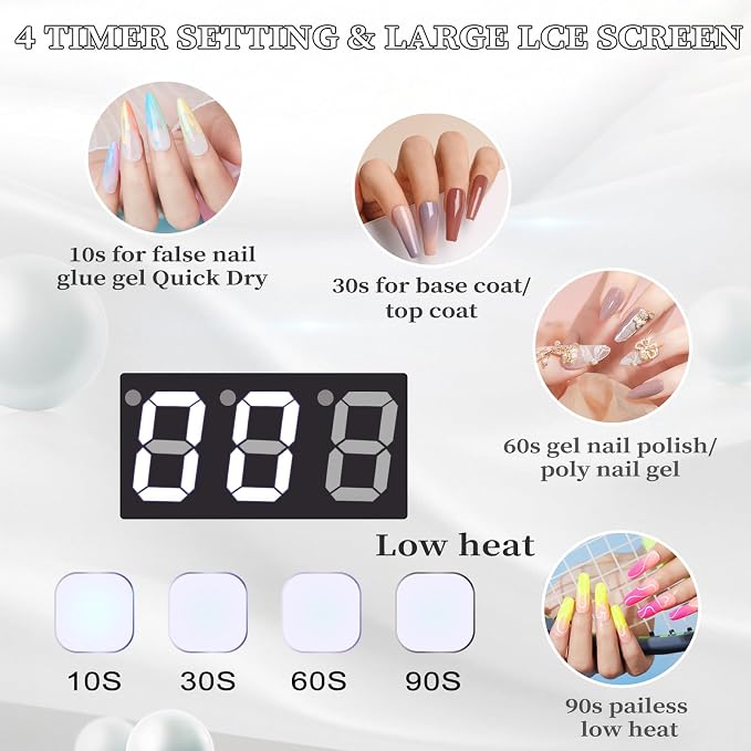 96W Rechargeable UV LED Nail Lamp, Cordless UV Light for Nails with LCD Display Auto Sensor, 4 Timer Setting and Smart Sensor Nail Dryer,Nail Cure Light with Removable Bottom (Black)