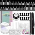 SAVILAND Clear Toenail Tips Kit with 500 Tips, Solid Glue Gel and UV Lamp | 500 clear toenail tips, solid glue gel, base and top coats, mini UV/LED lamp, toe separators and pedicure prep tools