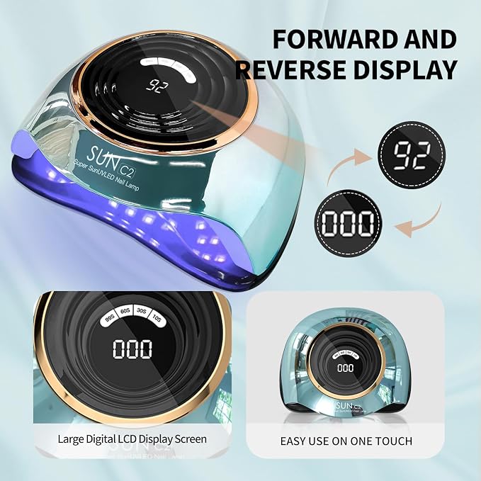UV Light for Nails 288W Nail Lamp with 63 LED Beads for Gel Polish with LCD Display Auto Sensor and 4 Timer Settings Professional Gel Curing Lamp