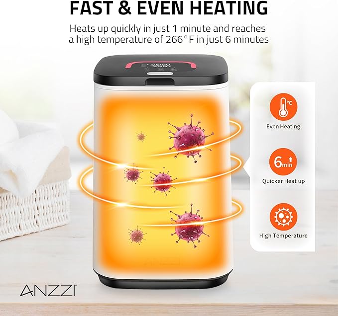 ANZZI 23L Luxury Bucket Towel Warmer – Large Capacity, LED Display, Adjustable Timer, Flip-Top Lid, Child Safe, Auto Shut-Off | TW-AZ028WHB