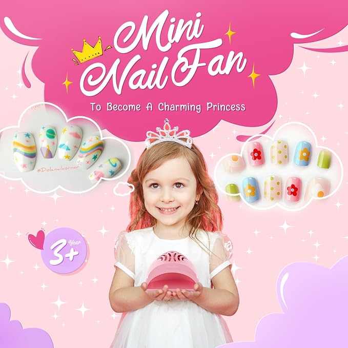 MelodySusie Portable Kids Nail Dryer for Water Based Regular Nail Polish | for Girls Aged Twelve and Up, Easy Push Switch Finger Plate,Fast Drying,Children's Gift,Stocking Stuffers for Girls
