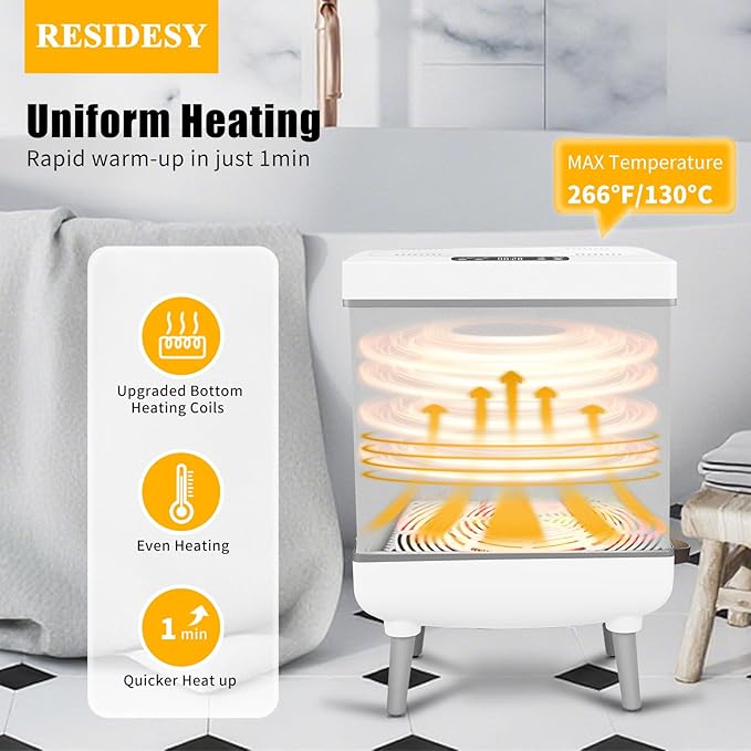 Large Towel Warmer Bucket, 20L Electric Hot Towel Warmer for Bathroom, Spa, Salon, Luxury Freestanding Towel Heater with Timer, Delay Start & 3 Temp Settings (35L-A)