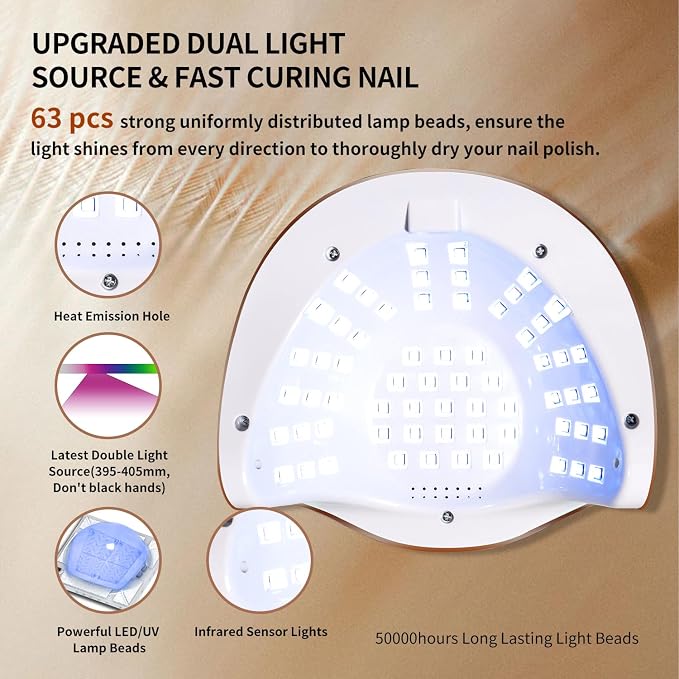 UV Light for Nails,288W UV Nail Dryer LED Light for Gel Polish-4 Timers Professional Nail Art Accessories,Curing Gel Toe Nails