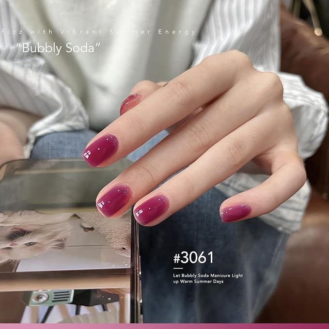 GAOY Jelly Gel Nail Polish Set, 6 Colors Pink Red Blue Teal Yellow UV Gel | Glass Effect, Layer with Cat Eye, Buildable Color, UV Lamp Required, Easy to Apply, Long Lasting, Salon Manicure at Home