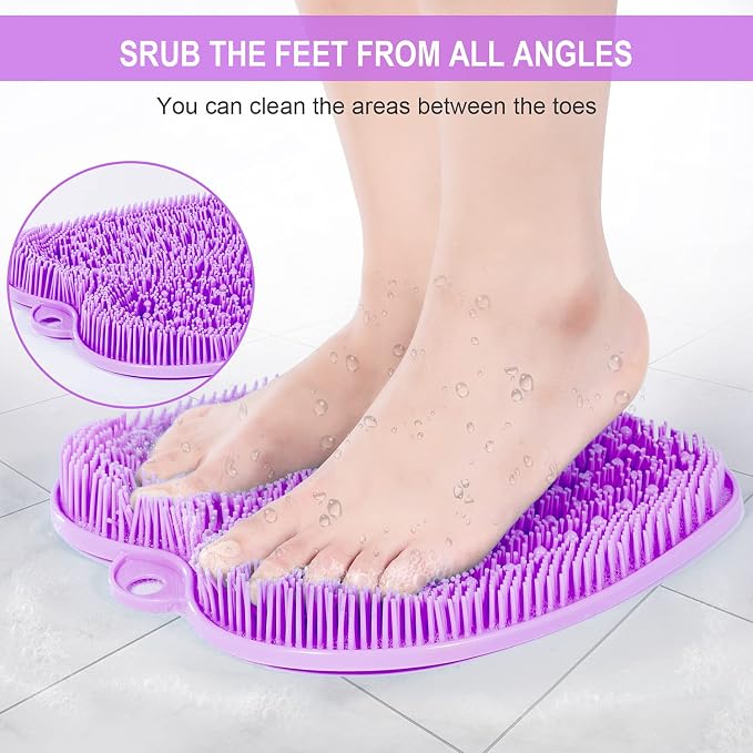 BESKAR XL Larger Shower Foot Scrubber Mat with Non-Slip Suction Cups | Cleans, Smooths, Exfoliates, Massages Your Feet Without Bending, Improve Foot Circulation, Soothes Tired Feet