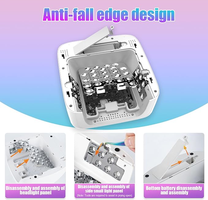 UV LED Nail Lamp for Gel Polish 72W Rechargeable Gel Nail Lamp Cordless Nail Dryer with Replaceable Light Board UV Light for Gel Nails for Home and Salon Use (White B)