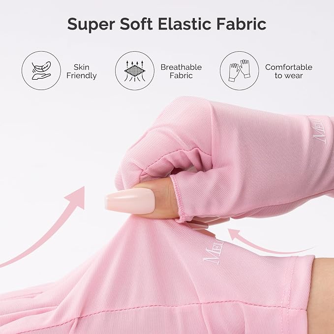 MelodySusie UPF50+ Fingerless UV Protection Gloves for Gel Manicures | Cool breathable fabric,professional UPF50+ UV protection,fingerless design ideal for salon & home gel manicure,Anti UV Light