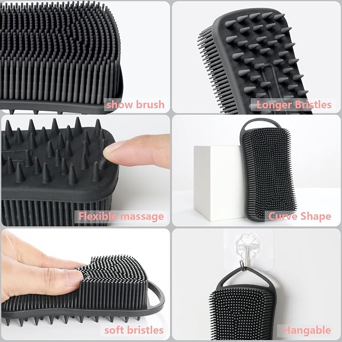 Silicone Body Scrubber, Loofah for Women, Shower Cleaner Scrub Body Brush | Gentle Exfoliating Shower Bath Brush, Rubber Body Wash Deep Cleaning & Exfoliator & Massage, Travel-Friendly for Bathroom