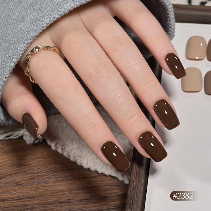 GAOY Dark Brown Gel Nail Polish Set, 6 Fall Colors Nude Chocolate UV Gel | UV Lamp Required, Pigmented, Long Lasting, Easy to Apply, Salon Manicure at Home, Gift for Women