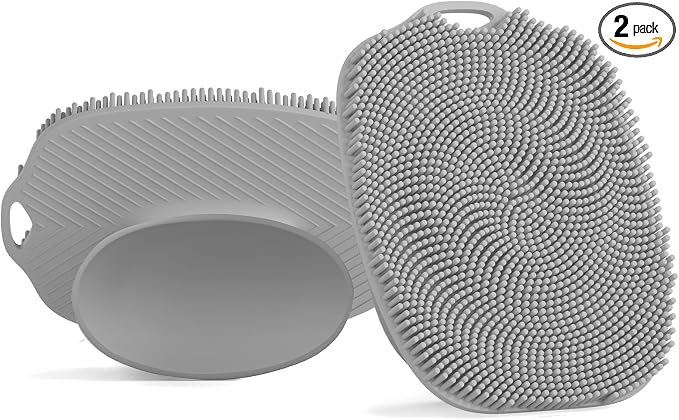 2 PCS Face Scrubber, Soft Silicone Face Exfoliator with Suction Cup for Man and Women Deep Skin Clean, Gentle Facial Cleaning Brush Suitable for All Sensitive Skin(Gray)