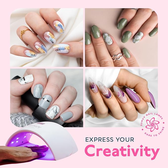 SUNUV UV LED Nail Lamp, UV Light for Gel Nail Polish Dryer SUN9Xplus Pink | Auto Sensor with 2 Times & Display,Portable for Hands & Feet,Fast Curing Lamp for All Gel Polishes, Easy to Use DIY Manicure
