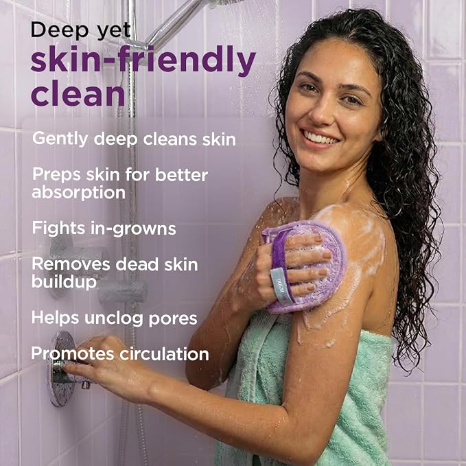 LoveBeing Scrubbed Dual-Texture Exfoliating Body Scrubber, Shower Scrubber for Body, Body Scrubber for Smooth, Clean Skin, Daily Skincare Bath Sponge for Men & Women (2 Count, Assorted Colors)