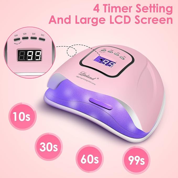 UV Gel Nail Lamp,150W UV Nail Dryer LED Light | for Gel Polish-4 Timers Professional Nail Art Accessories,Curing Toe Nails