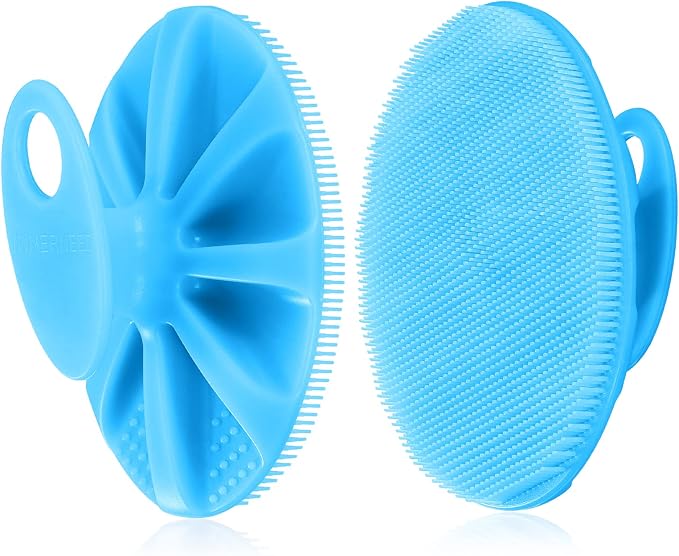 INNERNEED Silicone Body Cleansing Brush Exfoliating Scrubber, Blue | Gentle Massage, Deep Clean, Hygienic Shower Scrub Brush Soft Bristles for All Skin Types, Easy to Hold
