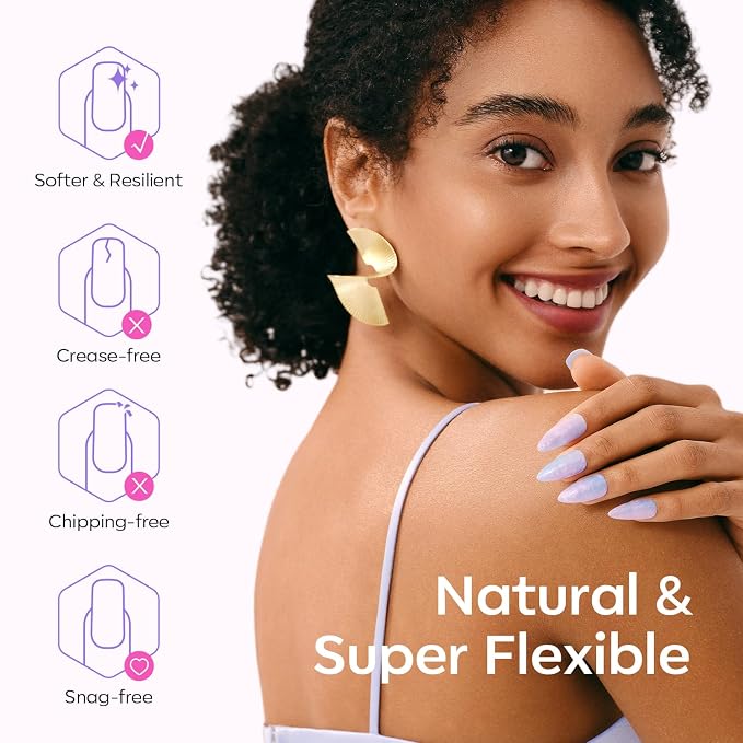 Modelones Pointed Almond Nail Tips Medium Pre-shaped Soft Gel Fake Nails | Acrylic Clear Full Cover Press on Extension Kit Gel Manicure DIY at Home 216PCS 12Sizes