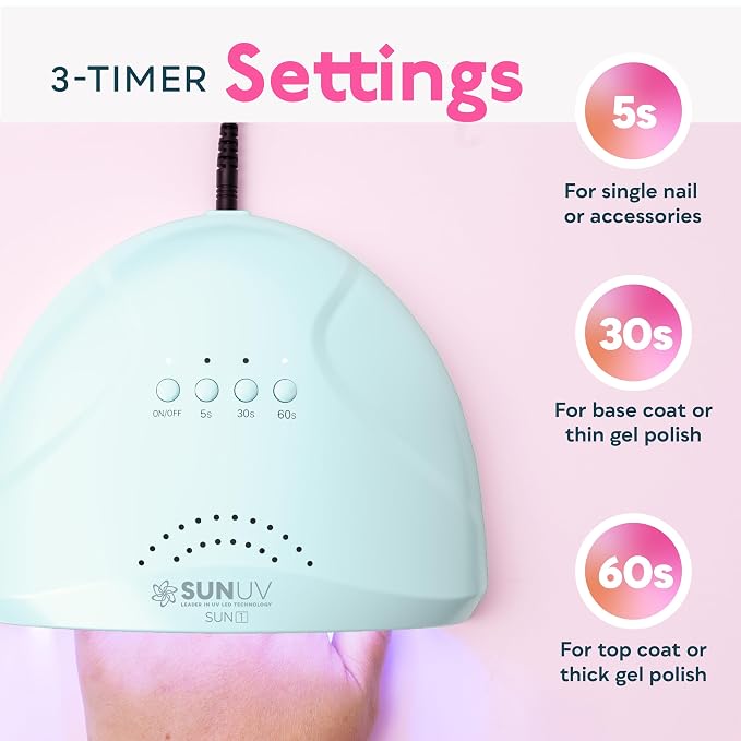 SUNUV UV Light for Nails, UV LED Lamp Nail Dryer for Gel Polish SUNONE Blue | Professional Fast Curing Lamp for All Gel Polishes, 3 Timers, Auto Sensor, Removable Base, Home DIY Salon Tool, Ideal Gift