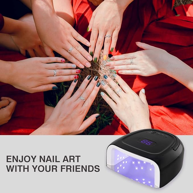Cordless UV LED Nail Lamp 60W Rechargeable Gel Nail Lamp UV Light for Gel Nails with Auto Sensor & 4 Timer Modes Salon & Home (Black)