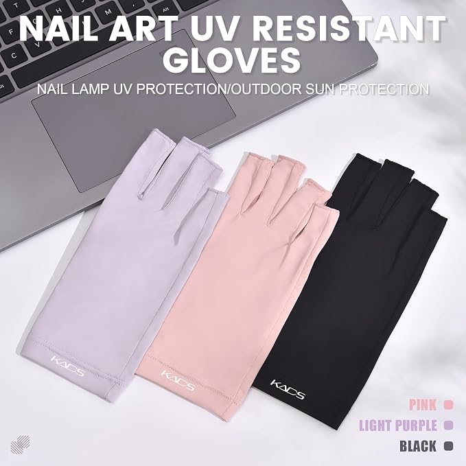 KADS UV Gloves for Nail Lamp,Professional UPF100+ UV Protection Gloves Fingerless Gloves Shield Skin from Sun and Nail Lamp