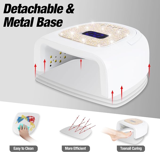60W Rechargeable UV LED Nail Lamp, Faster Wireless Nail Dryer Gel Light | 42 Beads & Portable Handle, Professional Curing Lamp for Fingernail and Toenail (White)