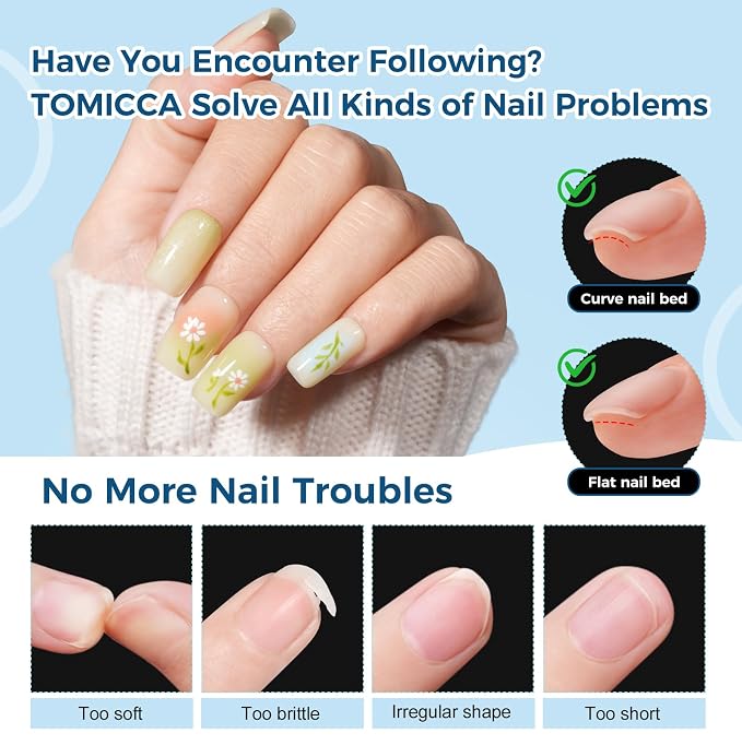 TOMICCA Short Square Nail Tips, 240pcs 15 Sizes, Soft Gel Tips | Half Matte Pre-Shaped Full Cover Clear Fake Nails, Acrylic Press on Nails for Extension, Beginners and Professional Salon
