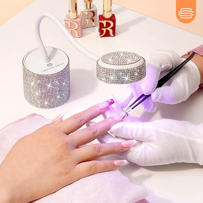 Flash Cure Nail Lamp, UV Nail Lamp for Gel Nails, Cordless Auto Sensor | 27W | Type-C | 1500mAh | Rhinestone | Mini Size | Easy to Carry | DIY Manicure | AB Diamond