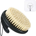 Dry Brushing Body Exfoliating Brush, Anti-Slip Body Scrubber for Shower, Natural Boar Bristles Bath Brush for Deep Cleansing & Softening Skin, Improve Circulation (Black-Boar Bristles)