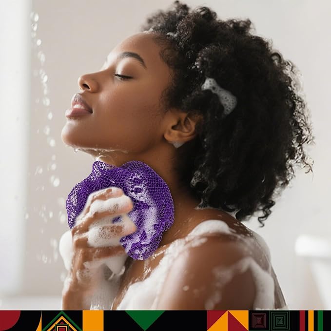 Yiclick African Net Sponge Authentic with Knots 2 Pack - Exfoliating Washcloth Towel, Back Scrubber for Shower Bath, Exfoliating Body Scrubber Exfoliator, African Rags Wash Cloth Loofah Lufa Sponge