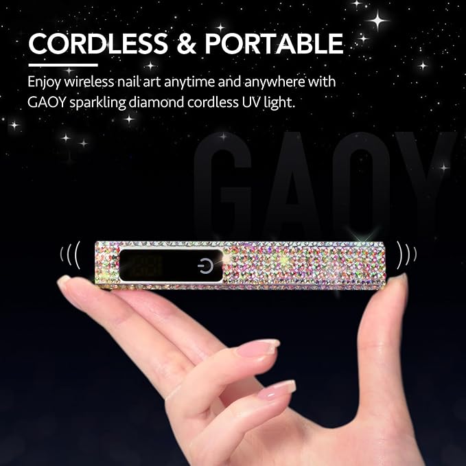 GAOY Handheld UV Light for Gel Nails, Mini Nail Lamp, Diamond | Portable, Cordless, Rechargeable, Fast Curing