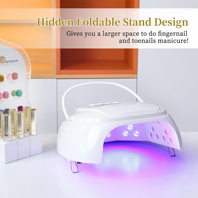 126W Rechargeable UV LED Nail Lamp, Portable Cordless Nail Dryer with Auto Sensor and 4 Timer Settings, Professional Curing Lamp for Gel Polish and Salon (White)