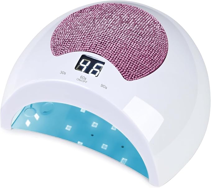 Rechargeable UV LED Nail Lamp with Diamond Design & Touch Control - 3 Timer Settings, Fast Curing for All Gel Polishes, Portable UV Nail Dryer for Professional Salon & Home
