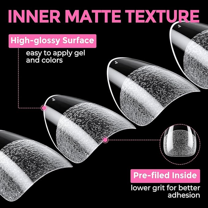 UNA GELLA Medium Almond Gel Nail Tips and Glue Kit, 216Pcs Pre-buffed Soft Gel Fake Nails with Air Dry Adhesive, Uv Lamp Free Complete Manicure Prep Kit for Beginners Extensions Press On Nails