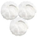 MainBasics Shower Loofah Sponge Pouf, Set of 3, Snow White | Soft Mesh Body Scrubber and Bath Sponge for Gentle Exfoliation, Rich Lather, and Everyday Shower Use