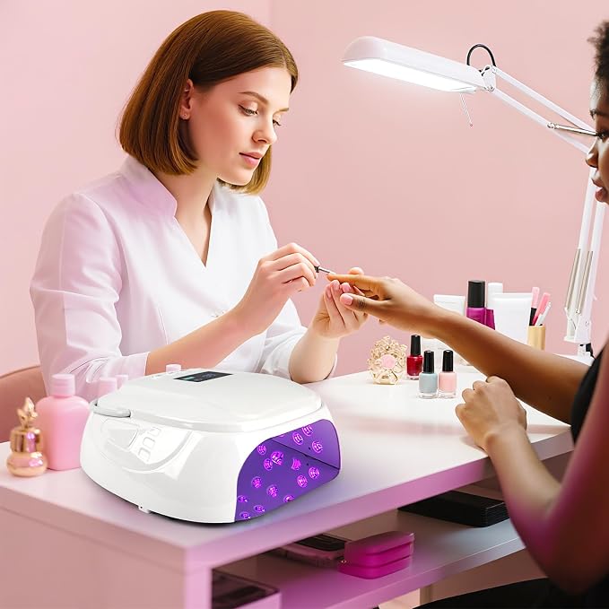 126W Rechargeable UV LED Nail Lamp, Portable Cordless Nail Dryer with Auto Sensor and 4 Timer Settings, Professional Curing Lamp for Gel Polish and Salon (White)