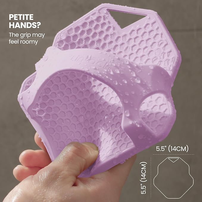 Silicone Shower Body Scrubber, Exfoliating Loofah Alternative - Purple | Exfoliating loofah alternative, zinc & silver-infused silicone, hygienic, gentle for sensitive skin, durable & long-lasting