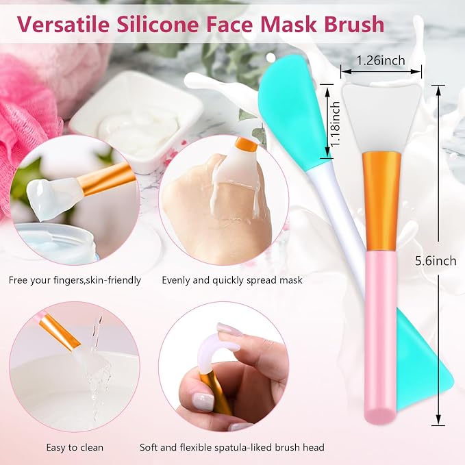 Yokilly Silicone Face Scrubber Kit: Exfoliator Blackhead Skin Care Tool | 8 Pcs Kit For 2pcs Exfoliating Lip Brush & 4pcs Cleansing Brush & 2pcs Face Mask Brush - Ultra-soft Silicone Deep-Cleans Pore