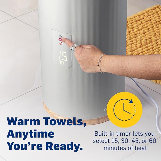 Live Fine Towel Warmer | Bucket Style Luxury Heater with LED Display, Adjustable Timer, Auto Shut-Off | Fits 40” x 70” Oversized Towel