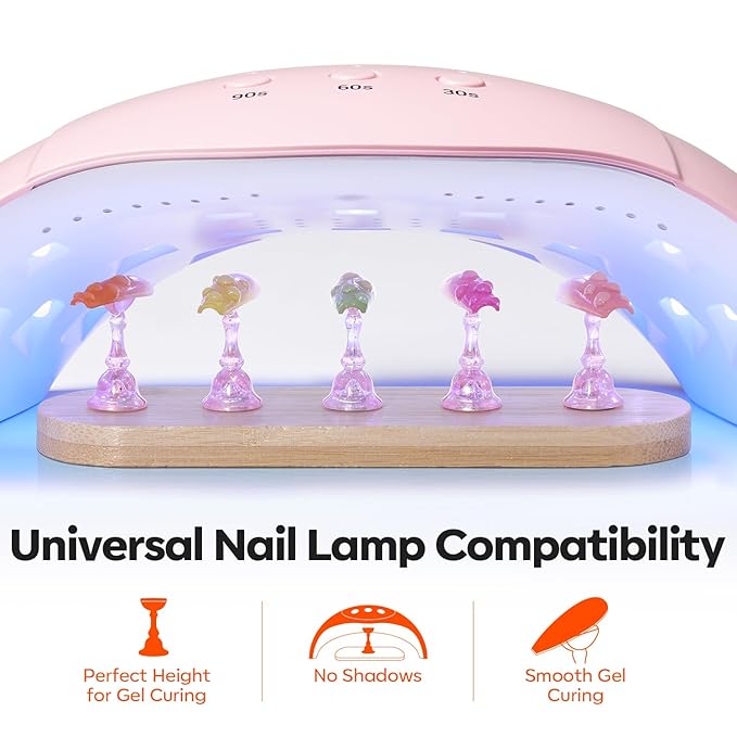 Modelones Nail Stand, Wider Display Base for Press Ons Nail Tips Holders | Heart Display Base Standard Pinky Nail Stands for False Nail Tips Practice Painting 100PCS Adhesive Double-sided Tape