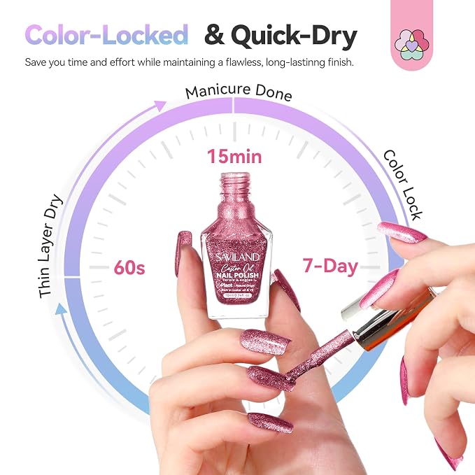 SAVILAND Chameleon Nail Polish Set, Color Shift Art, 6 Color Aurora Shimmer | Holographic Green Purple Red Glitter Fingernail Polish, Quick Dry, Chip Resistant, Nail Lacquer for Toes DIY Salon Home 10ml