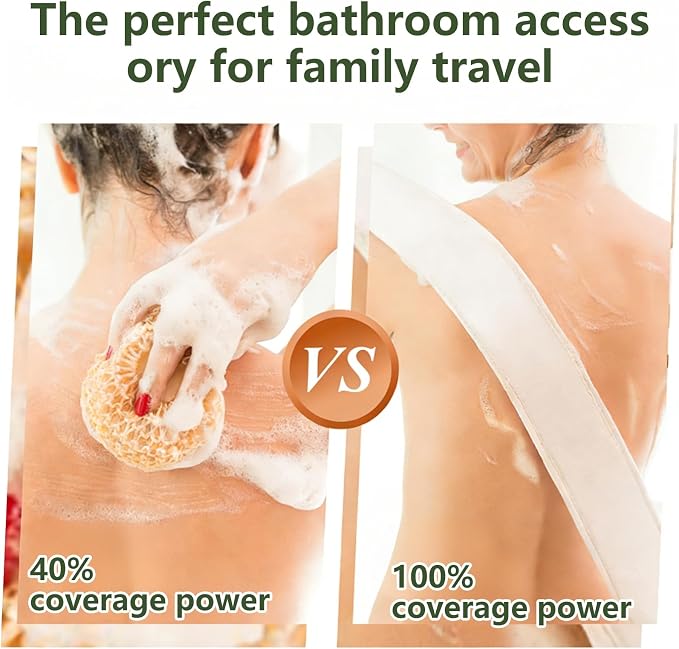 1-Pack Exfoliating Natural Loofah Back Scrubber for Shower-Natural Loofah Sponge & Microfiber Towel， for Men and Women to Clean Your Back Deeply.