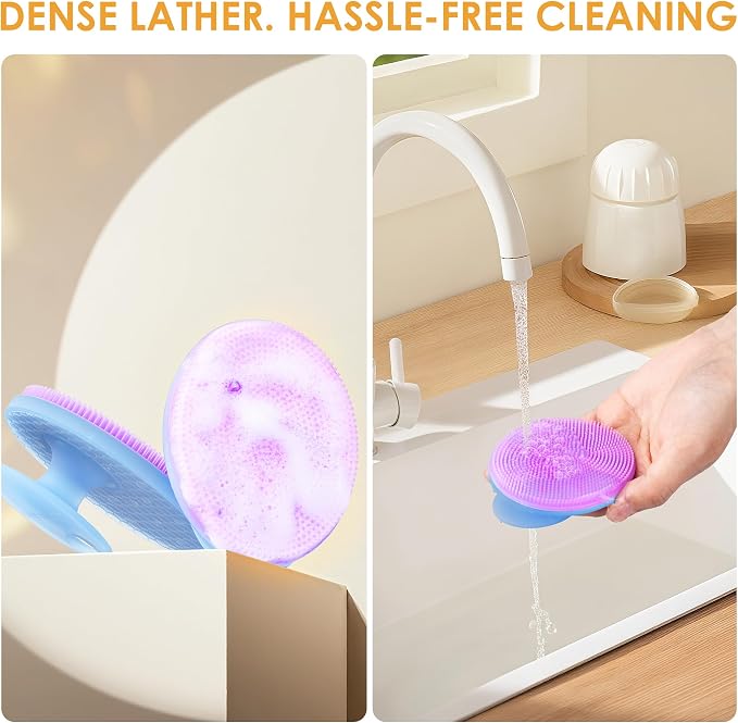 INNERNEED Magnetic Silicone Facial Cleansing Brush Face Scrubber, Purple | Food-grade Silicone Face Scrub Brush Gentle Exfoliating, Hygienic, Durable for All Skin Types