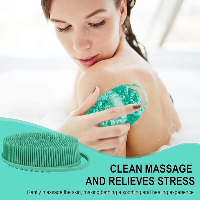 Soft Silicone Body Scrubber, 3 PCS Exfoliating Silicone Loofah, Body Scrubber Shower Brush Exfoliating and Massage 2 in 1, Bath Shower Brush for Cleaning Sensitive Skin Kids Women Men, Lather Well