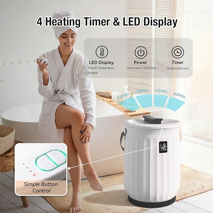 Heated Towel Warmer for Bathroom, Large Towel Warmer with Heating Timer, LED Display, Auto Shut-Off, Safety Lock, Towel Warmer Fits Two 40"x70" Oversized Towels, Bathrobes, Blankets - Black