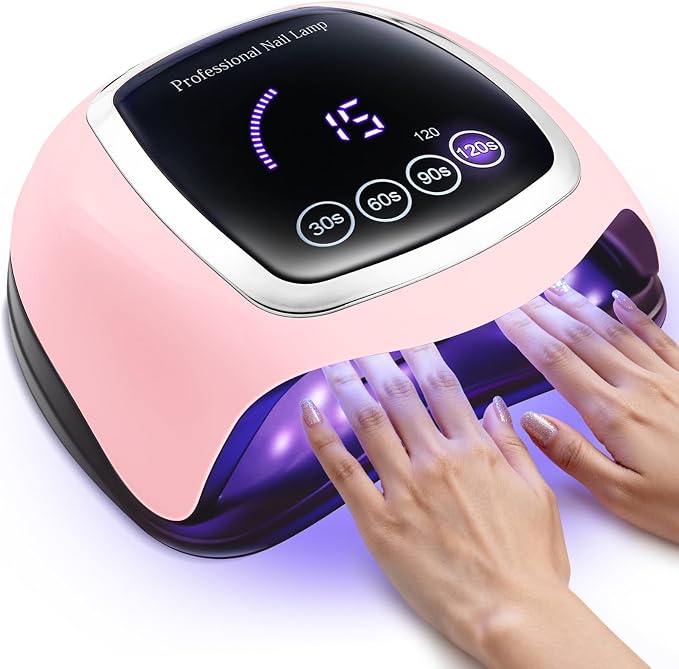 UV Nail Lamp, 180W LED Nail Dryer for Gel Polish, Touch Screen, 42 Beads | Auto Sensor Curing Light with LCD Display and 4 Timer Settings, Fast, Even Curing for Salon Use and Home DIY Manicure