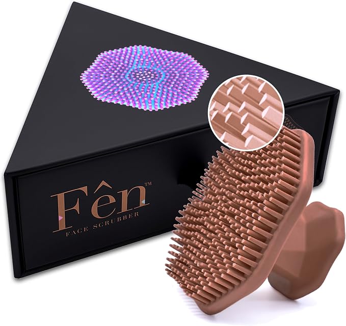 Fen Face Scrubber, Triangular Soft Bristle Silicone Facial Cleansing Brush | Manual Exfoliator for Deep Pore Wash, Scurbbing, and Cleaning, Waterproof Skin Care Tool for Men, Women, All Skin Types
